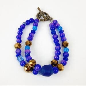 Double Row Glass Bead Toggle Bracelet